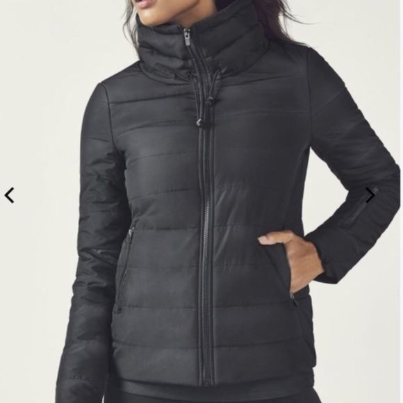 Fabletics Jackets & Blazers - FABLETICS Misha Puffer Jacket Full Zip Black XL Sleeve Pocket Funnel Neck 1419